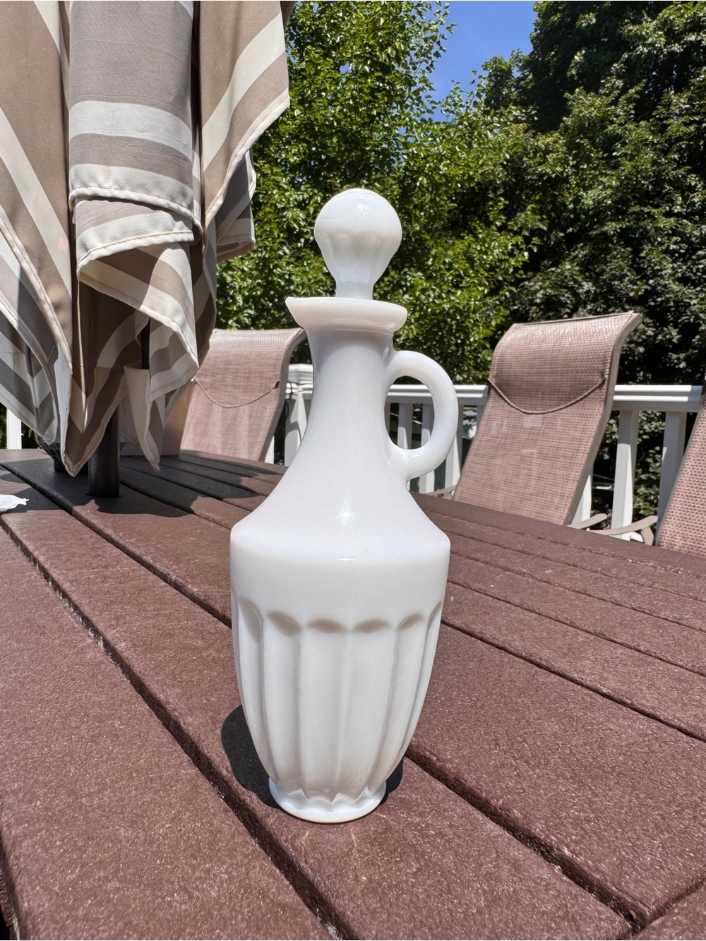 Vintage White Milk Glass Cruet with Stopper